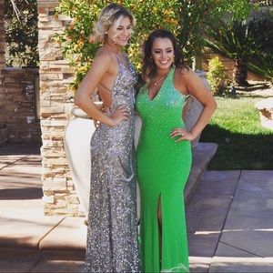 Silver Sequins Prom Dress